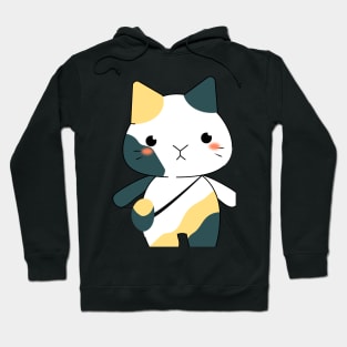 cute chubby cat walking with hanging bag Hoodie